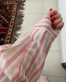 مانتو لینن راه راه صورتی و کرم