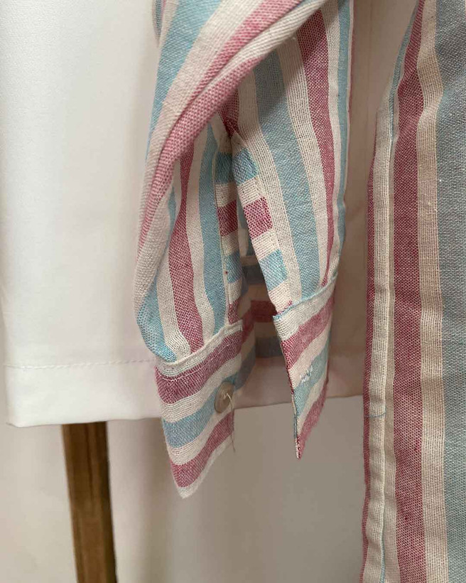 مانتو لینن راه راه صورتی و آبی