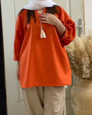 مانتو لینن نارنجی جلو بسته