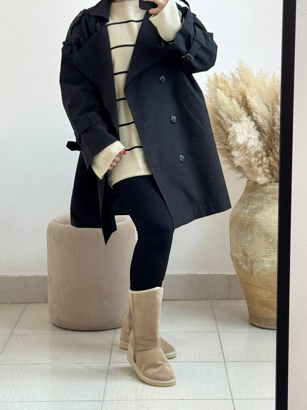 کت کتان آستر دار - بارانی مشکی