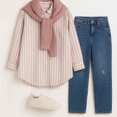 مانتو لینن راه راه صورتی و کرم