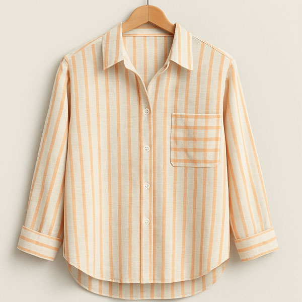 مانتو لینن راه راه گلبهی و سبز