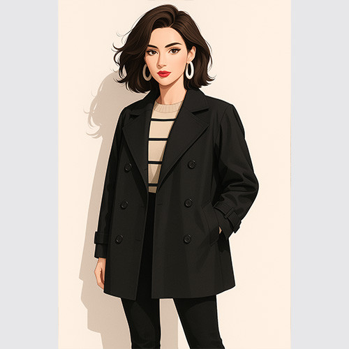 کت کتان آستر دار - بارانی مشکی